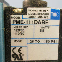 Mac 6321D000PM111DA Pneumatic Directional Solenoid Valve Vac to 150 PSI