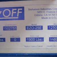Bishamon EZOff Lifter Pallet Positioner EZO25E 2500lbs Weight Cap. Mfg in 2015