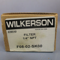 Wilkerson  Pneumatic Air Filter Max 150 PSI 1/4" NPT 5 Micron F0802SK00