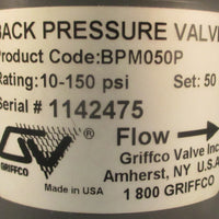 Griffco BPM050P Back Pressure Valve 10-150 PSI Set 50 1/2" NPT