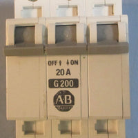 Allen Bradley 1492CB3 Ser B G200 Circuit Breaker 20A 480VAC 65VDC