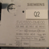 Siemens 3VU13000ME00 Motor Protector Circuit Breaker Used