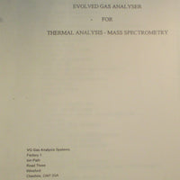 Thermolab Evolved Gas Analyser for Thermal Analysis Mass Spectrometry VG Gas