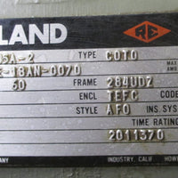 Reuland Type COTO 0075E-1BAN-0070 3 Ph 7.5 HP Motor 1200 RPM, 284UDZ, 460 V Used