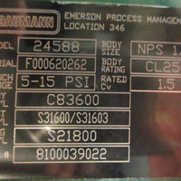BAUMANN 515PSI Control Valve NPS 1/2 Model# 24588