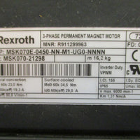 Rexroth R911299963 3Phase Permanent Magnet Motor MSK070E0450NNM1UG0NNNN