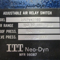 ITT NeoDyn 100PV410D3 Adjustable Air Relay Switch  New