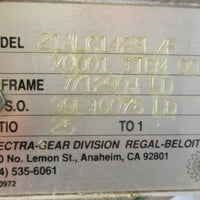 Electra Gear 21ALC1425L/F Gearbox 20:1 Ratio 7712904 1" Shaft Dia NOS