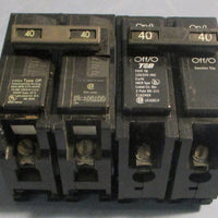 Circuit Breaker 40A 2 Pole 120/240VAC Thomas & Betts TB240 and Siemens Lot of 2
