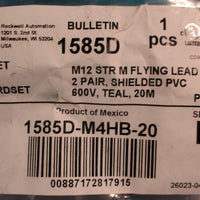 Allen Bradley 1585D-M4HB-20 Ser B Ethernet Media M12 Cordset 20m Long