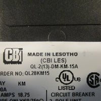 CBI QL28KM15 Circuit Breaker 2 Poles 15 Amp QL2(13)DMKM15A Lot of 2