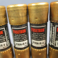 LOT OF 8 OBUSSMANN FUSETRON TIME DELAY DUAL ELEMENT FUSE 8 AMPCLASS RK5 FRNR8