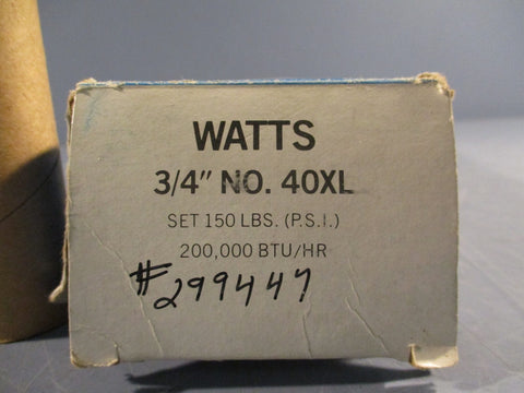 Watts 3/4" NO. 40XL-5 Automatic Reseating T&P Relief Valve, 150 PSI, 210F