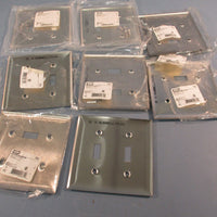 Lot of (8) Hubbell SS2 2Gang 2Toggle Switch Stainless Steel Wall Plate Cover