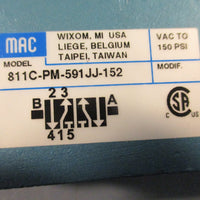 Mac 811CPM591JJ152 Pneumatic Solenoid Valve 150PSI 24VDC 61/4" Length