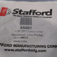Lot of (2) Stafford TwoPiece ClampType Shaft Collar 1/16" 8A001