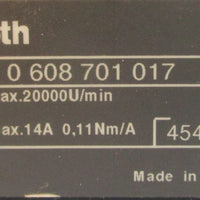Rexroth 0 608 701 017 Nutrunner Torque Motor 3PH 14A, 2000U/min Max 13/8" Bore