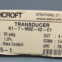 Ashcroft Pressure Tranducer K17M0242C1 30psig