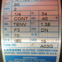 Leeson CM34D25NZ58B DC Gearmotor M1135112.00 15:1 90 V 1/5 HP 3/4" Shaft Dia