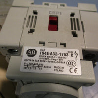 ALLEN BRADLEY 194EA321753 DISCONNECT SWITCH, SERIES B, 32A, 3 POLES BASE MOUNT