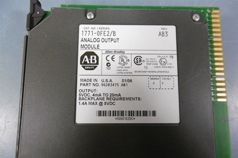 Allen Bradley 1771OFE2/B Rev. AB3 Analog Output Module