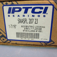 NIB IPTCI Stainless SNASFL 207 23 2 Bolt Flange Bearing 1-7/16"