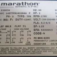 Marathon Electric E2007A Electric Motor 145TTFR16329 3PH 2HP 7/8" Shaft Dia NOS