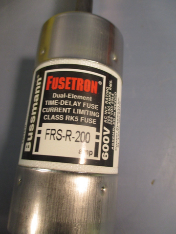 Bussmann 200A 600V Fusetron Dual Element Time-Delay Fuse FRS-R-200