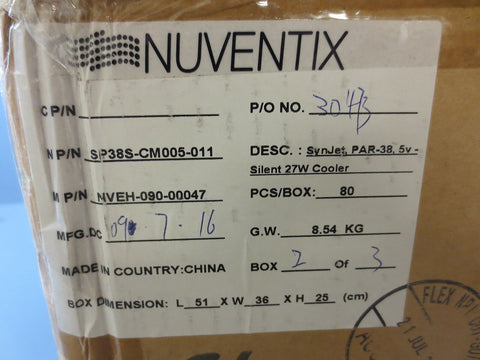 Box of 80 Nuventix 5 VDC SynJet Par-38 Silent 27W Cooler SP38S-CM005-011 NIB