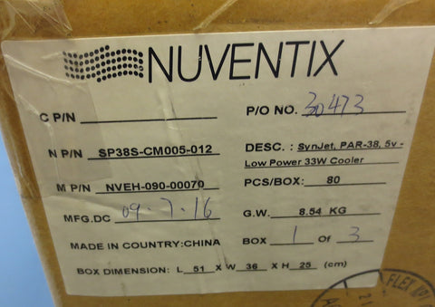 Box of 80 Nuventix 5 VDC SynJet Par3833W Cooler Model SP38SCM005012 NIB