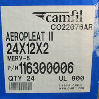 Box of 18 Camfil 24x12x2 Aeropleat III Merv 8 Pleated Air Filters 116300006