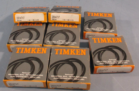 LOT OF (8) TIMKEN 28X47X7 METRIC SHAFT/OIL SEAL 28mm x 47mm x 7mm