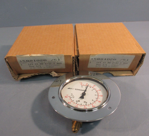Lot of (2) Edwards 9738290 Metric Gauge Range 1 to 12.5 Bar Type 111.10.80
