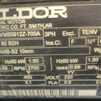 Baldor MVM50912Z-700A 3-Phase Motor SMS 80 B2H 2700/3300RPM 1.5kW