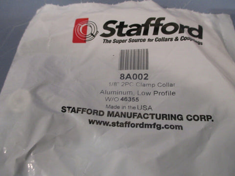 Lot of (2) Stafford Two-Piece Clamp-Type Shaft Collar 1/8" 8A002