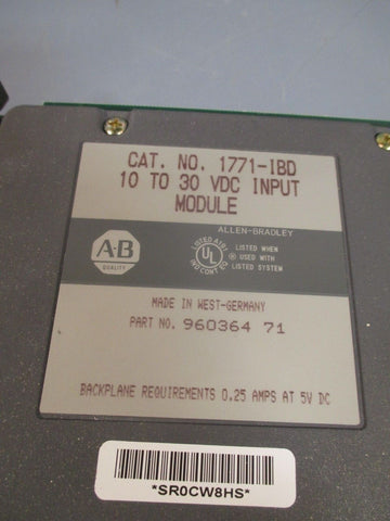 ALLEN BRADLEY INPUT MODULE 1030VDC CAT# 1771IBD