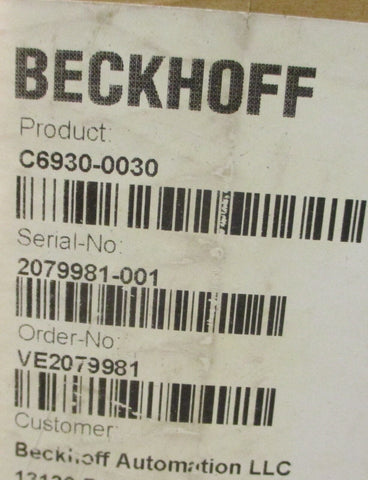 Beckhoff C6930-0030 Controller 24VDC Control Cabinet, Celeron 1.90GHz, 2 Cores