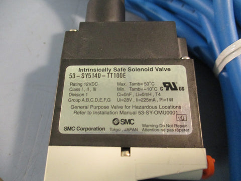 SMC 53-SY5140-TT100E Intristically Safe Solenoid Valve w/Cable