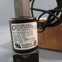 PETER PAUL ELECTRONICS O54Z0014JCB SOLENOID VALVE 120V, 60Hz 6.0Watts 125 PSI