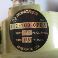 Norgen L12200OPDA 250 PSI Lubricator w/ Watts 8119020 Pressure Regulator Used