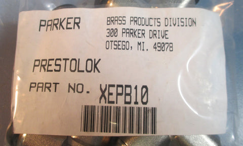 Lot of 5 Parker XEPB10 Prestolok Nickel Plated Brass Elbow Push Fittings NWOB