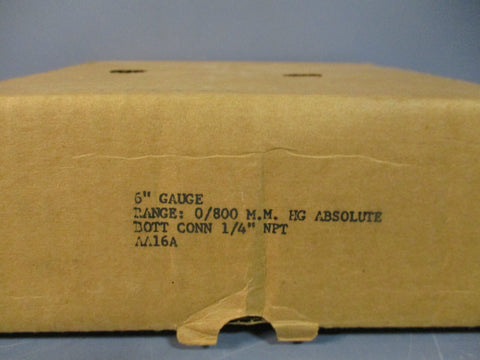 WEKSLER INSTRUMENTS 6" MM HG ABS. Pressure Gauge 0-800 1/4 NPT GT4-213