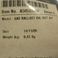 Edwards A50523000 Gas Ballast Oil Ret Kit Issue C For RV3 to RV12 Pumps