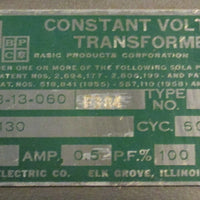 Sola 2312060F384 Constant Voltage Transformer CVS1 0.5A Pri Voltage 95130