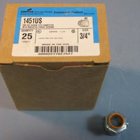 25 Crouse Hinds 1451US EMT Set Screw Type Connector 3/4" Zinc Plated Steel NIB