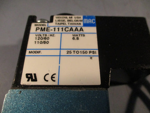 MAC Valves PME111CA Solenoid Valve 110/120V 25150PSI, 6.8 Watts