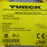 Turck PKG 4M2.5PSW 4M Mini QD Electrical Cable U01071 125V 2A 4Pin Connector