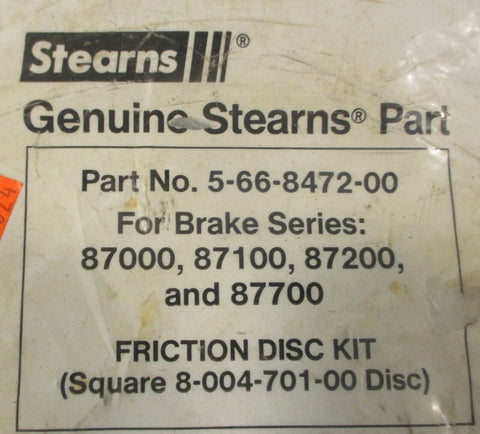 Genuine Stearns Parts 5-66-8472-00 Brake Friction Disc 8-004-701-00