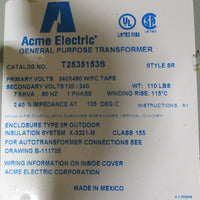 Acme T2535153S General Purpose Transformer 240x480 Pri V 120/240 Sec V 7.5 KVA