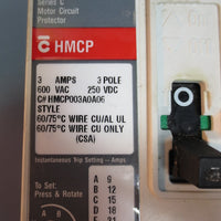 Westinghouse Series C 3 Amp 3 Pole 600VAC 250VDC HMCP003A0A06 Circuit Protector